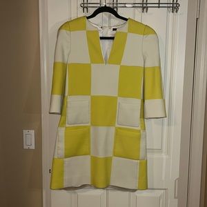 Louis Vuitton Runway yellow checkered dress